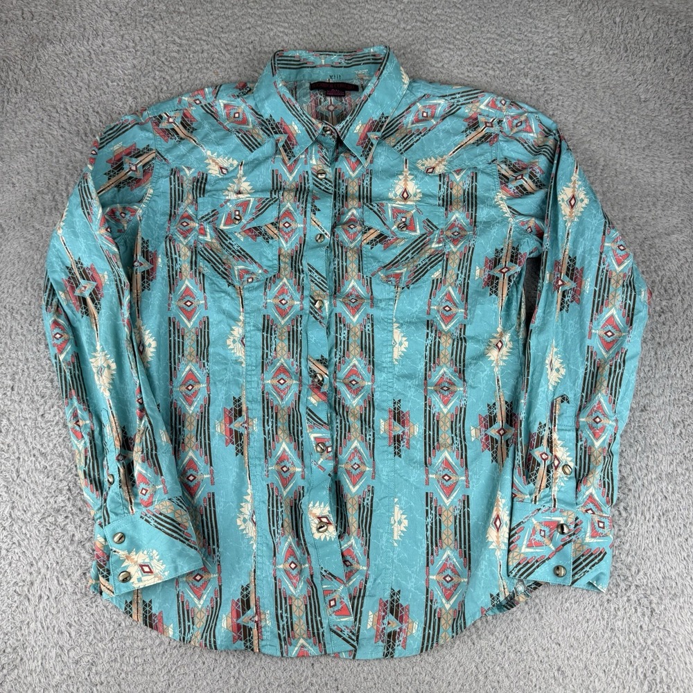 Rock & Roll Cowgirl Western Shirt Womens XLarge Southwest Aztec Snap Button xl